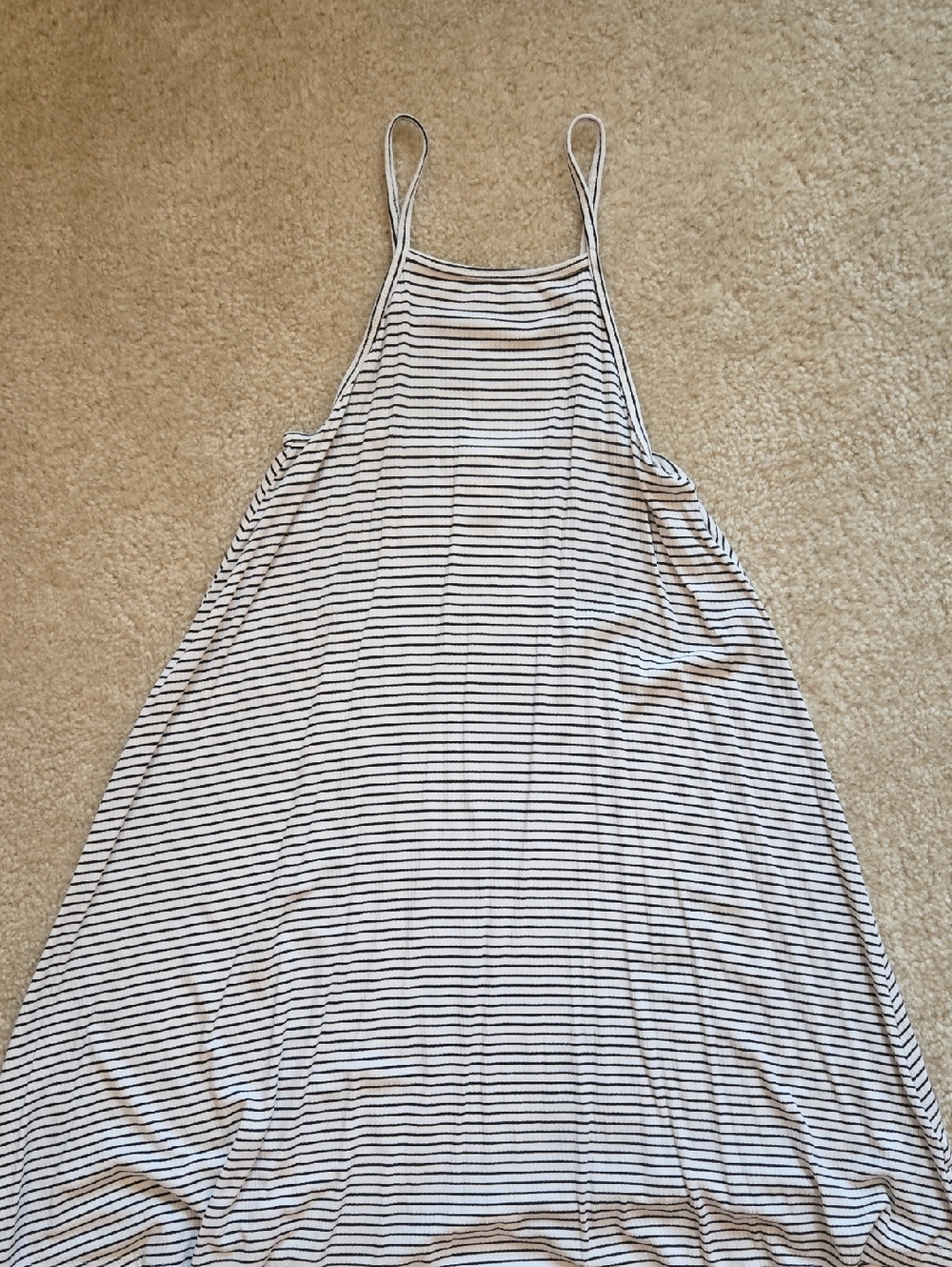 Striped White and Black Mini Dress with Spaghetti Straps